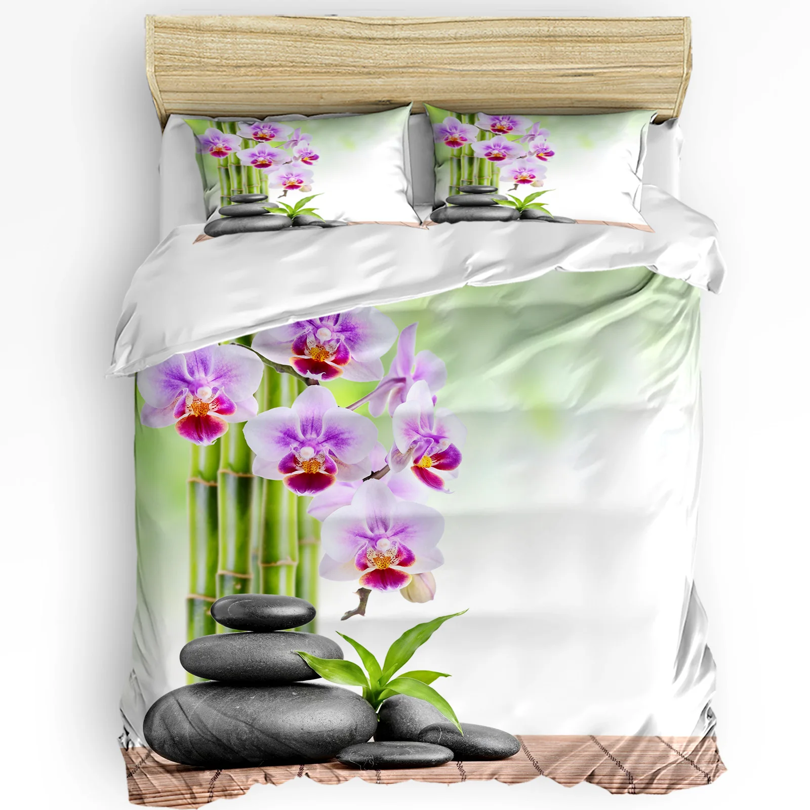 

3pcs Bedding Set Bamboo Orchid Zen Stone Home Textile Duvet Cover Pillow Case Boy Kid Teen Girl Bedding Covers Set