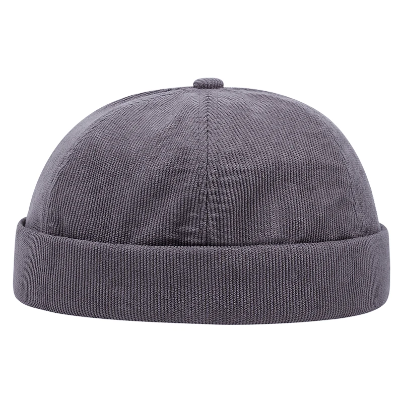 2024 New Fashion Casual Solid Color Corduroy Minimalist Solid Color Unisex Brimless Hat Autumn and Winter Windproof Beanie