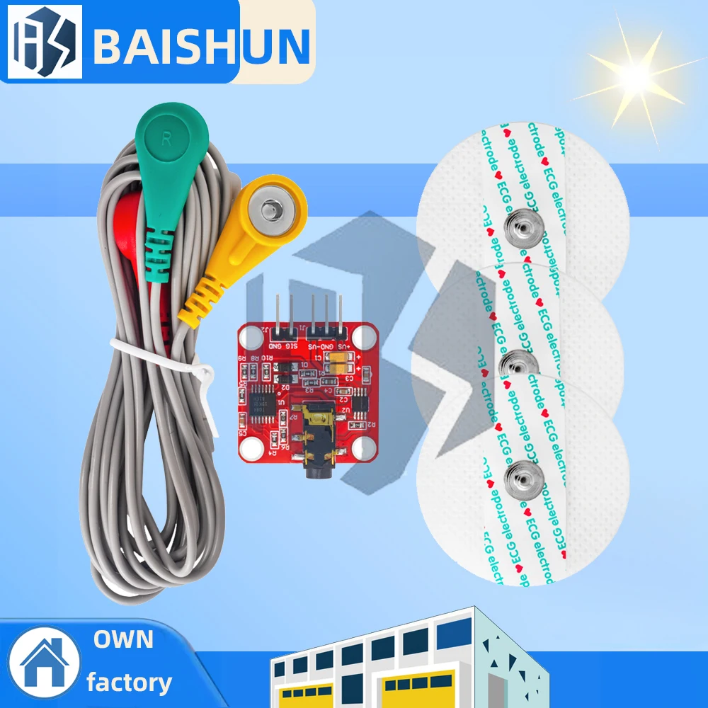 Módulo de sensor EMG: kit de adquisición de señal analógica/cruda para actividades eléctricas musculares con interfaz compatible con Arduino (3V-5V)