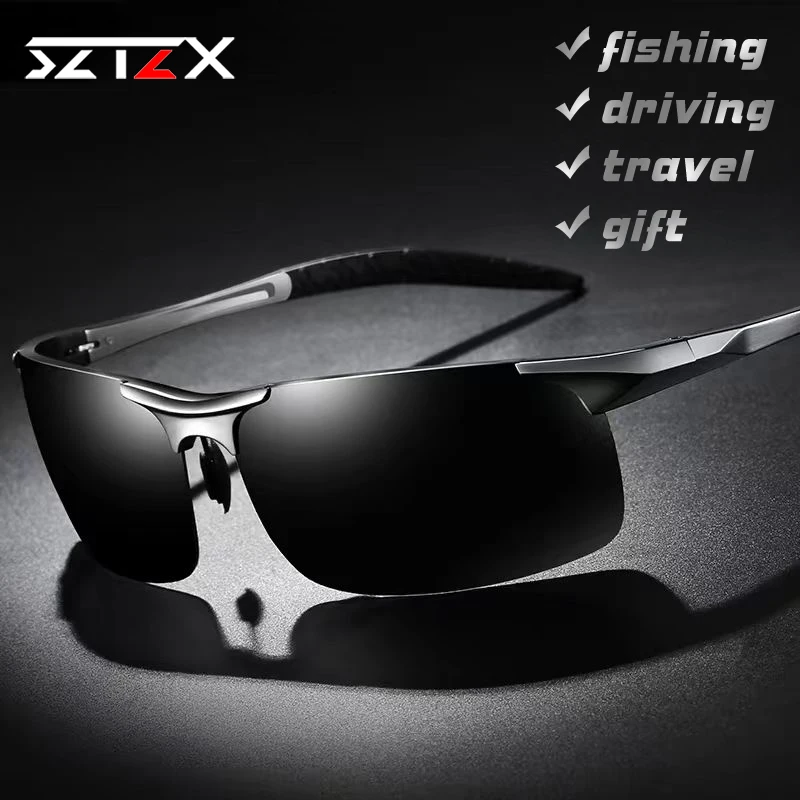 

SZTZX Aluminum Rimless Classic Polarized Sunglasses Men Anti-UV Outdoor Sport Fishing Glasses Anti-Glare Driving Cycling Goggle