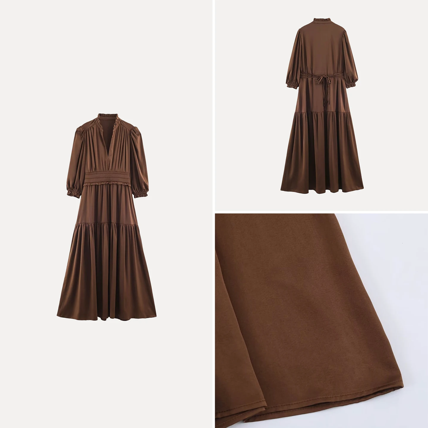 Fashionable Long V-neck Dress 2026 Autumn Collection Women's Personality Versatile Back Strap Dress Elegant Daily Wear