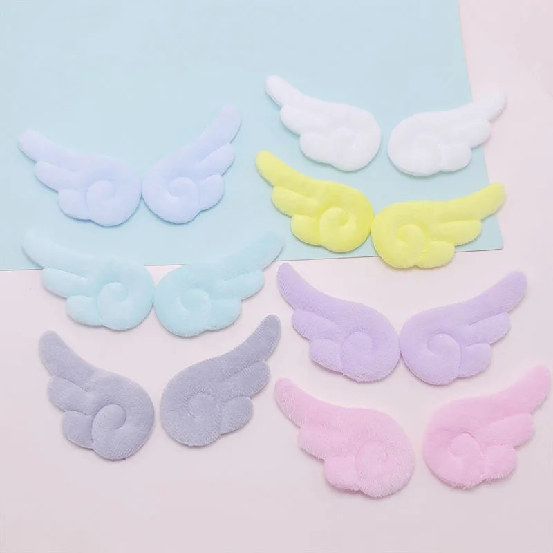 30pcs/lot 4*7.6cm Plush angel wings Patches Appliques for Craft Clothes Sewing Supplies DIY Hair Clip Accessories