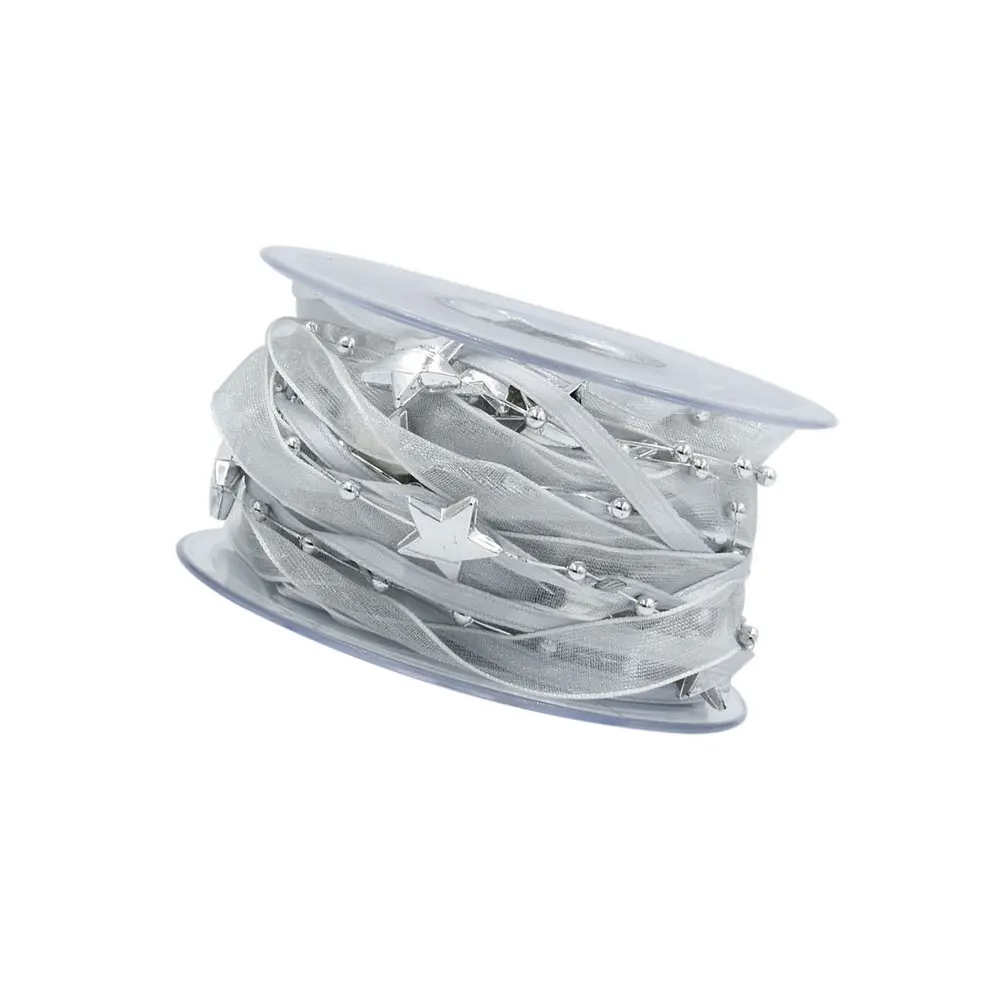 

Beaded Ribbon Decorative Trim for Christmas Tree Holiday Wrapping Craft Projects Bright Colored Design Polyester Material