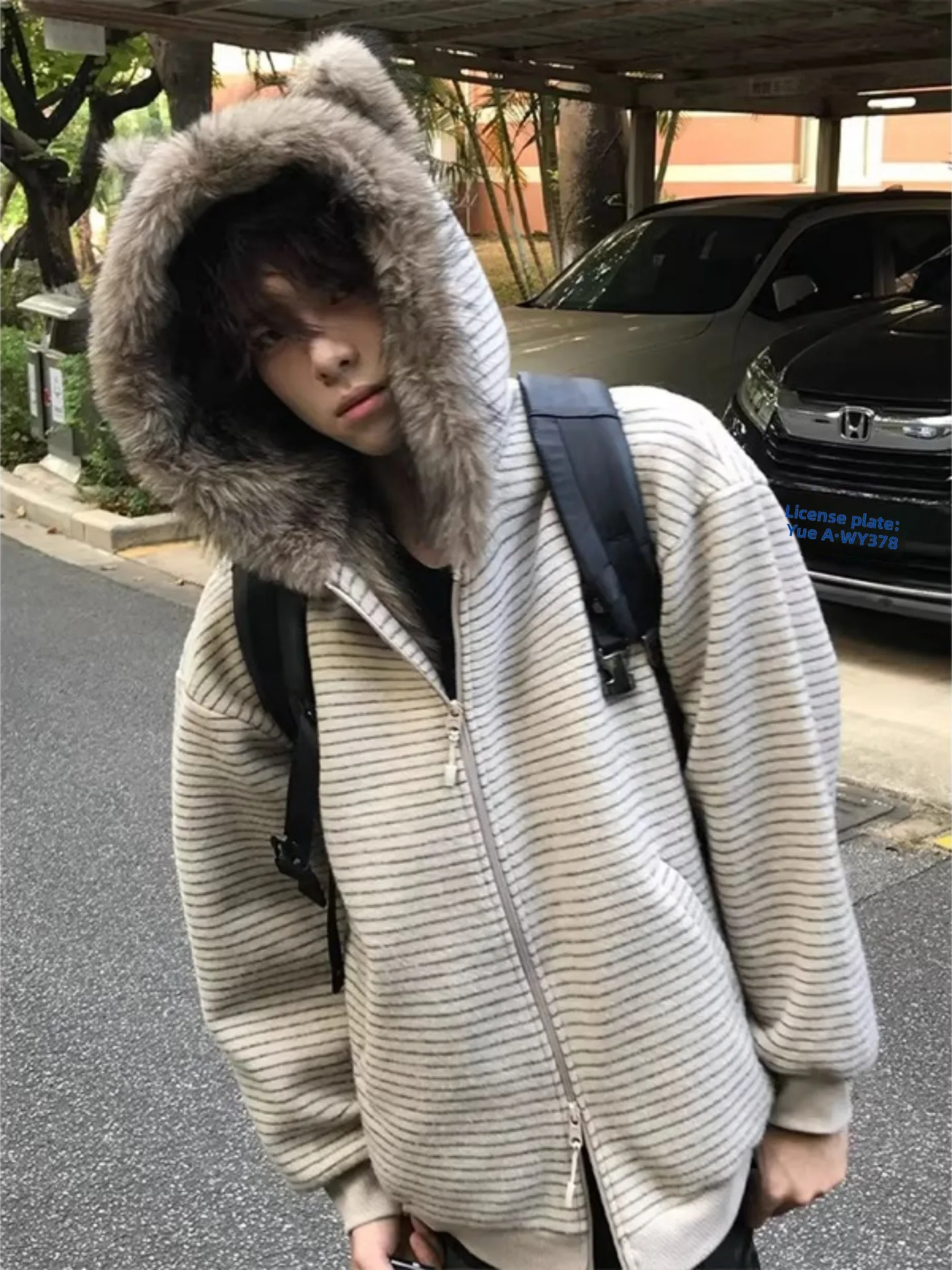 

Cleanfit Men's Hooded Jaet Fce Lined Thiened Winter Coat American Sle Fur Collar Cotton Clothes Stand Fit Long Sl...