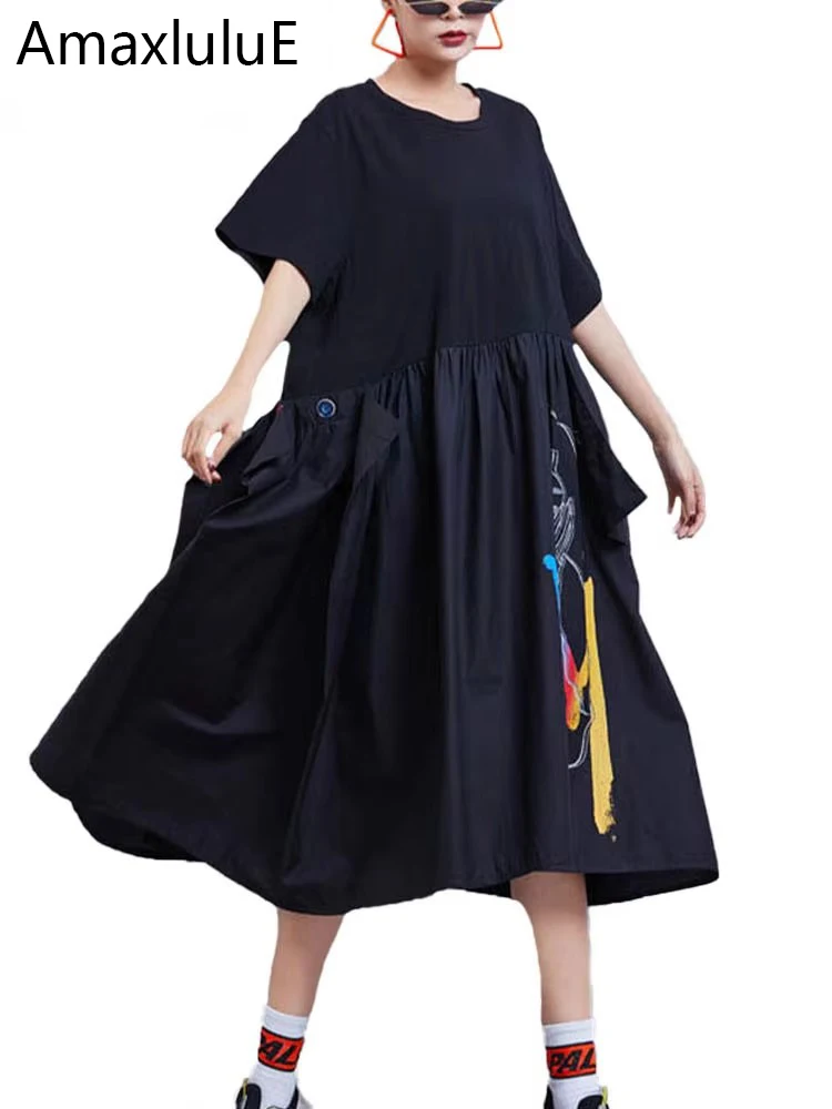 

Amax luluE 2024 New Summer European Fashion Style Ladies Casual Dresses Womens Loose Luxury Cotton Dress Elegant Punk Vestidos