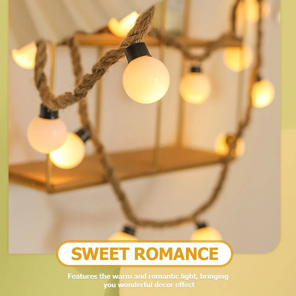 

Гирлянда из 20 светодиодных шаров на пеньковой веревке, теплый белый свет, для спальни, вечеринки, свадьбы, декора интерьера, фестивалей, подвесных занавесов