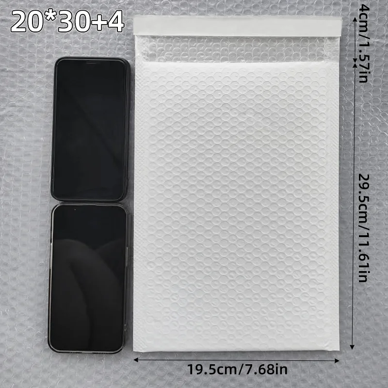 20pcs 20x30cm X-Long White Bubble Mailers Poster Print Shield Padded Envelopes for Artwork Documents Large Flat Items Delivery