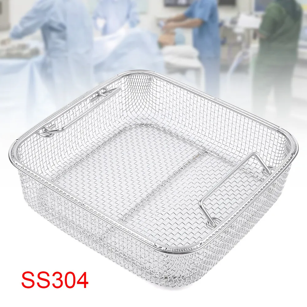 

Cleaner Baskets Stainless Steel Parts Basket with Two Handles Sterilization Basket Instrument Tray and Mesh Perforated Baskets