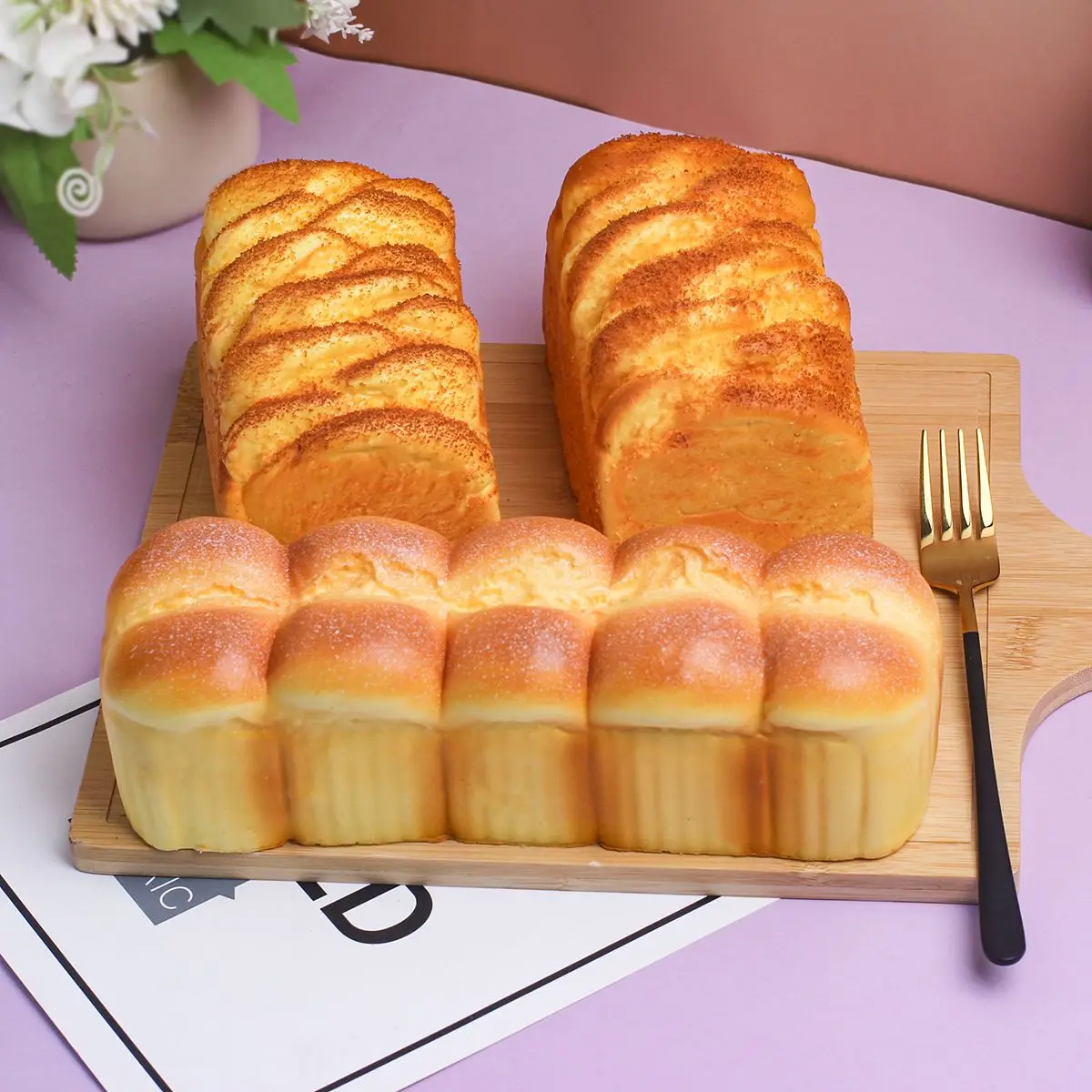 1PCS Slow Rebound Simulation Cheese Long Bread Model Soft Fragrance Decompression Pinch Coconut Big Toast Props