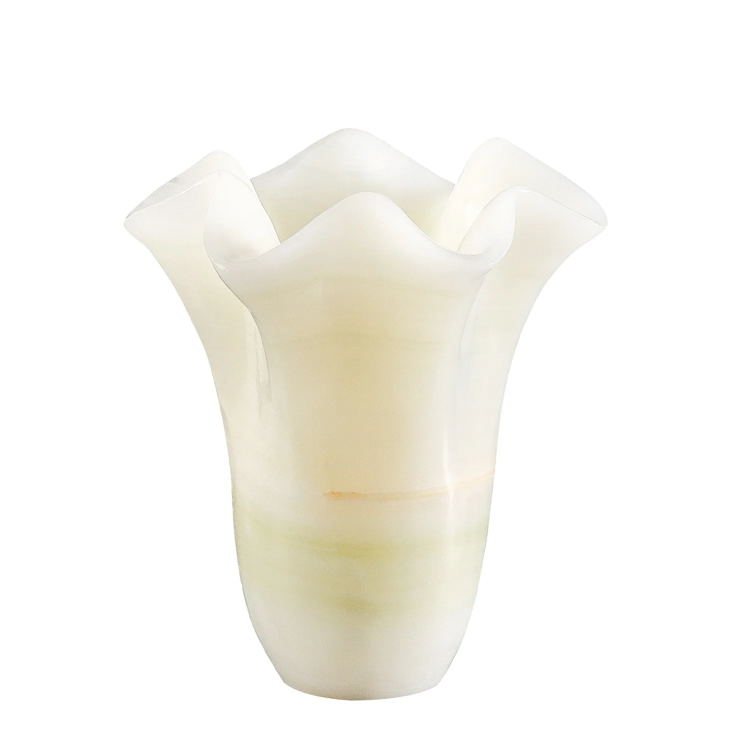 Medieval light luxury natural marble vase ornament household living room entrance carving decorative art flower arrangement