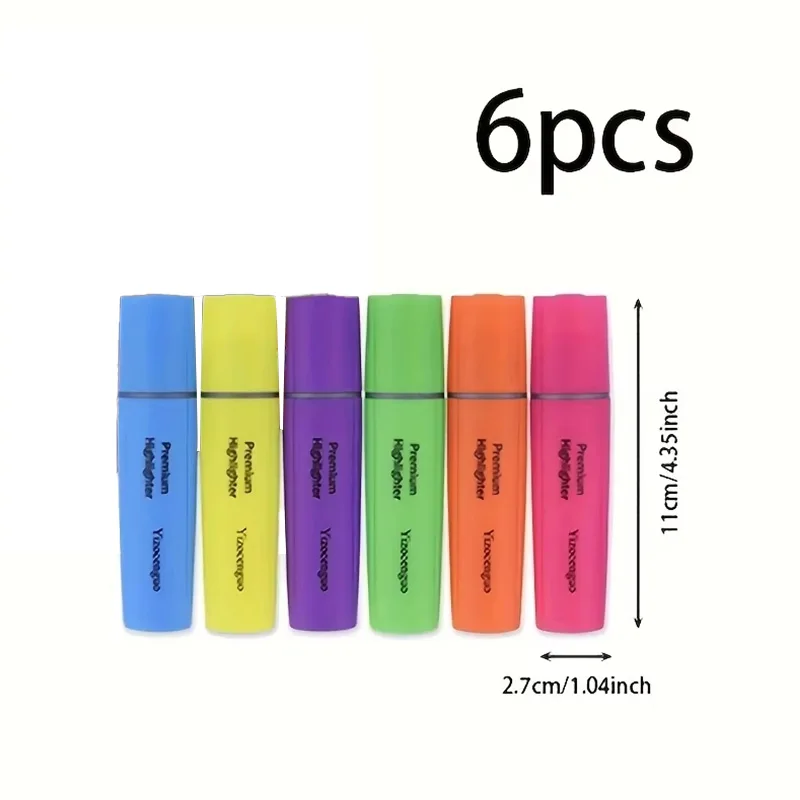 

Assorted colours highlighters, 6 English light coloured milk coloured highlighters for adult students, school office supplies