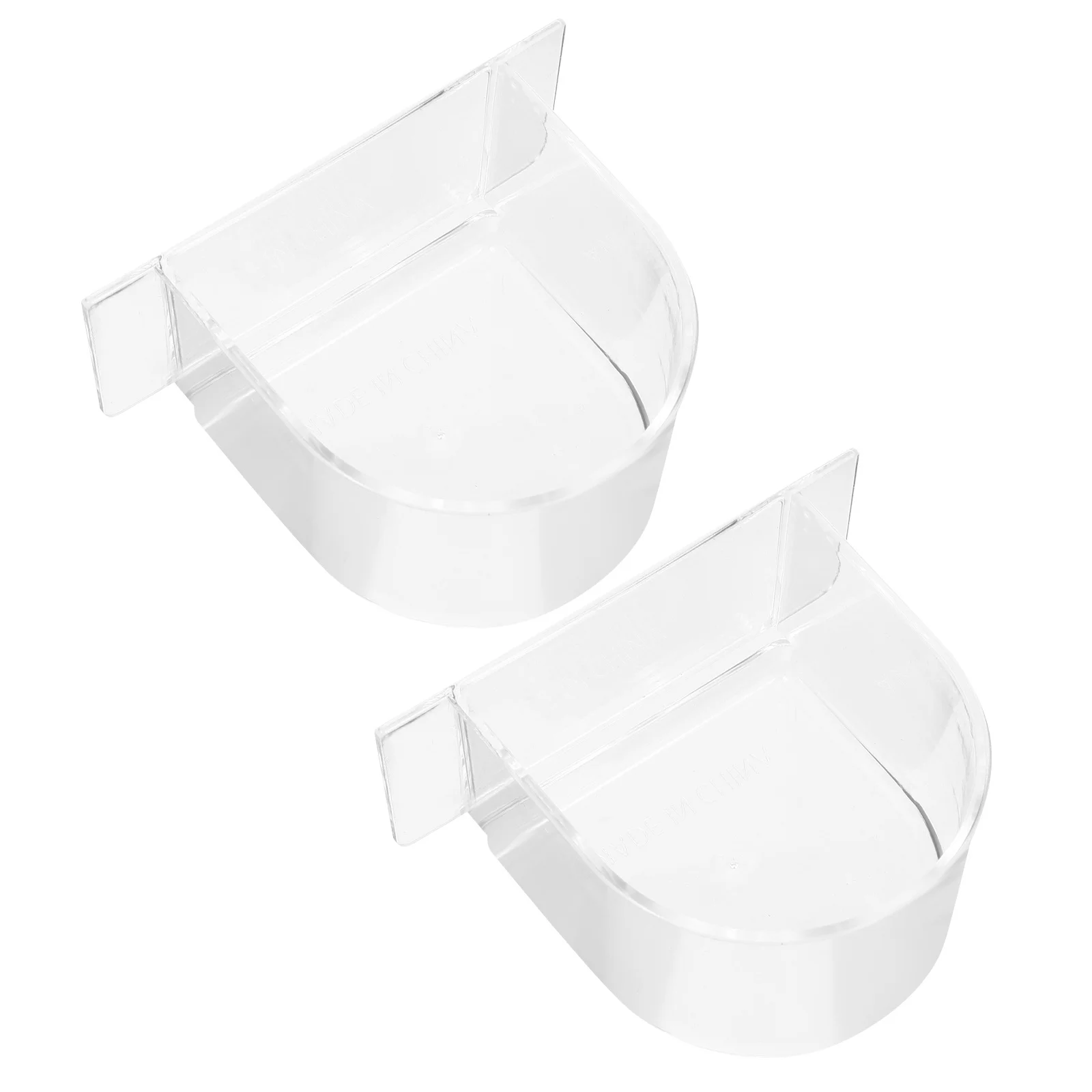 

2pcs Semicircle Food Bowl Thickened Plastic Feeding Dish Durable Cage Accessories Pet Bird Feeder Box Wild Bird Feeding