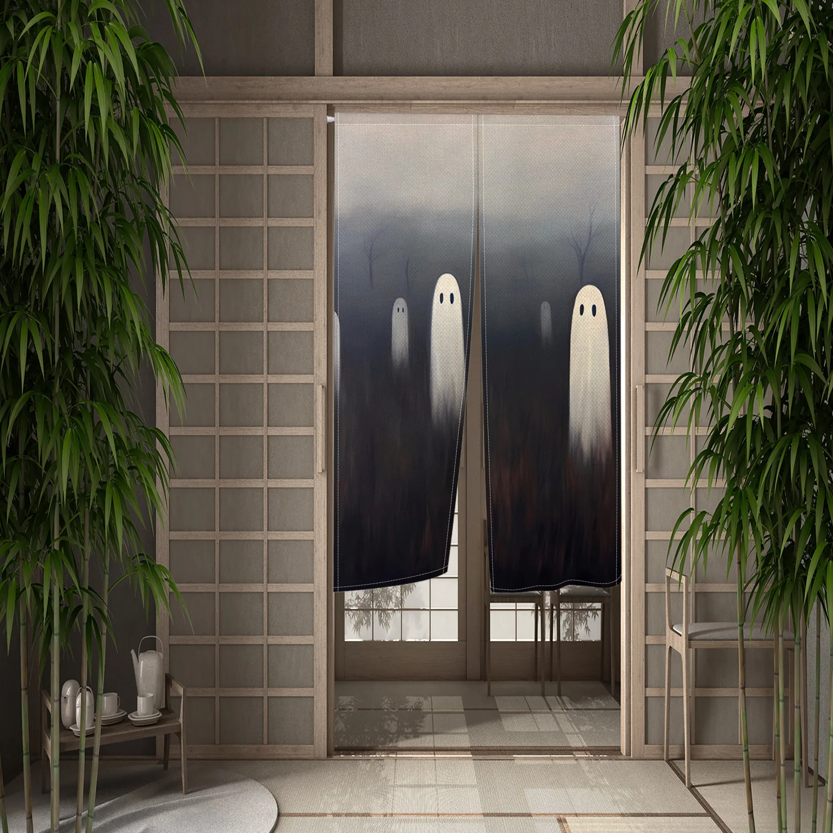 مخيف ستارة الباب نورين الرعب تحت عنوان هالوين ستارة الباب الهروب غرفة التقسيم لعبة المشهد ثلاثية الأبعاد الجمجمة المدخل نصف الستار