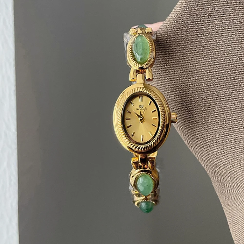 Fashion temperament minimalist luxury disc all in one jade bracelet with quartz women's watch