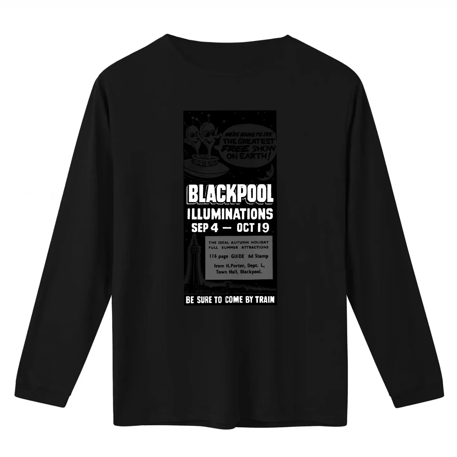 BLACKPOOL ILLUMINATIONS ADVERT T-Shirt Summer Casual Cotton Tee Oversized Streetwear Tops Vintage Graphic Print 100% Cotton