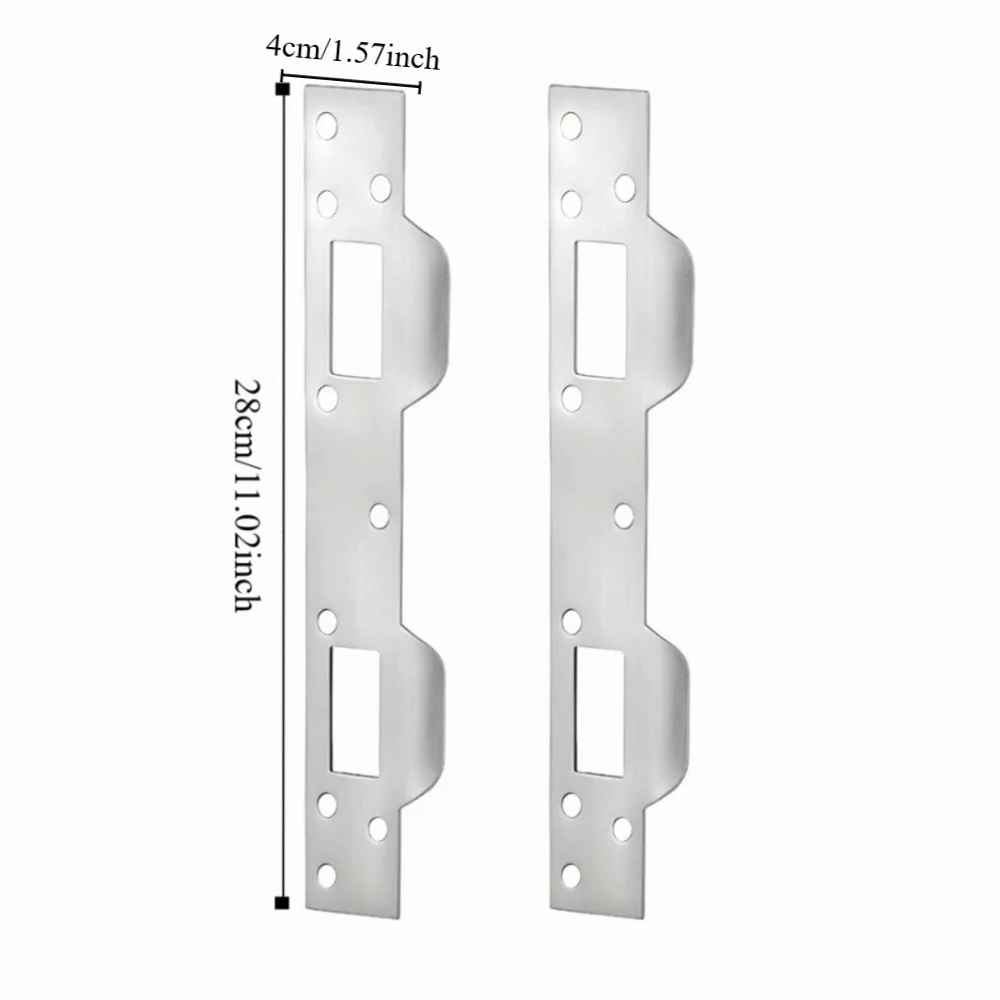 Metal Door Strike Plate Rustproof Security Front Door Security Devices with 5-1/2 Inch Hole Double Holes