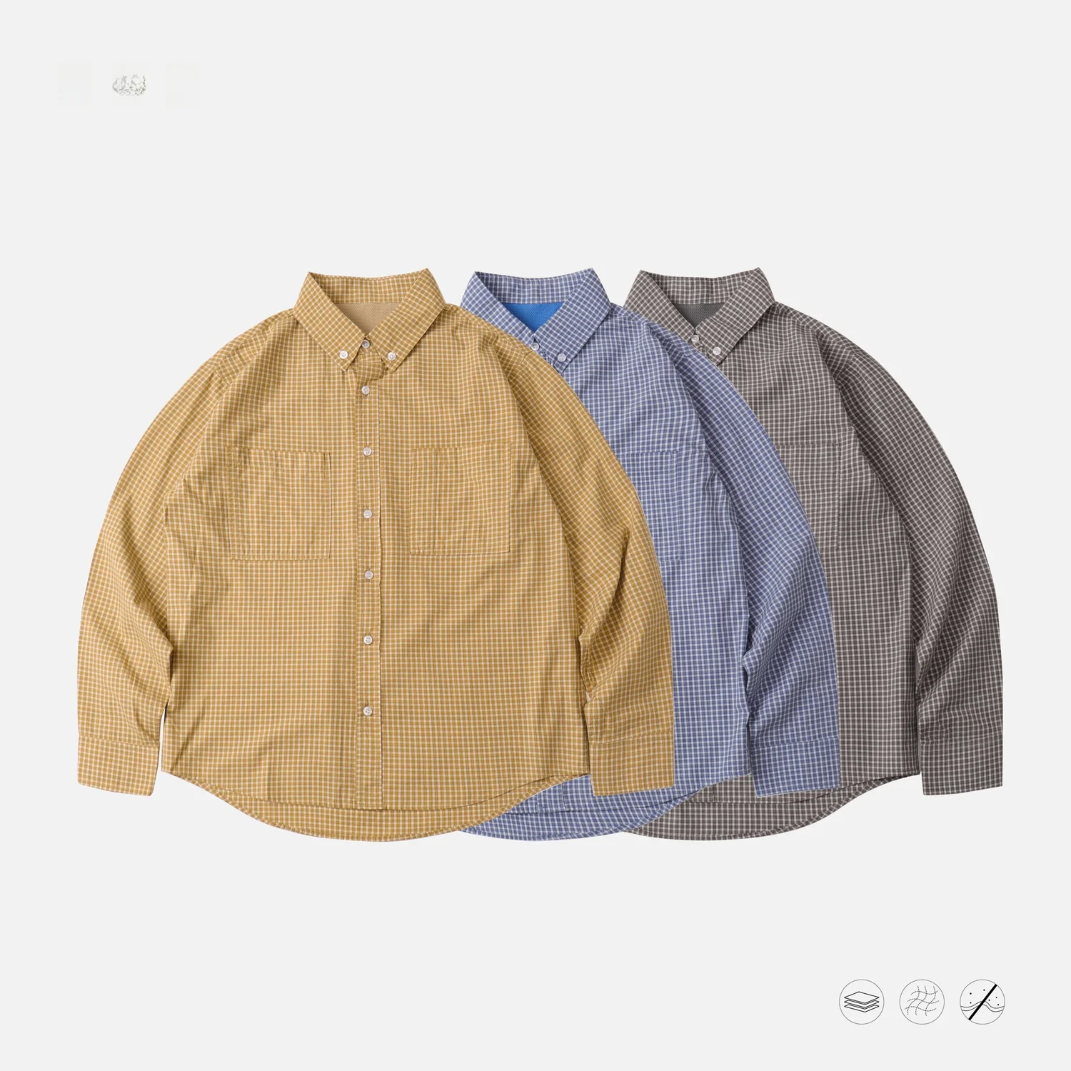 

Loose Fit Plaid irt Versatile Commute irt Cotton Retro Sle Long Sve Youth Men's Inner Wear Autumn Season Faion