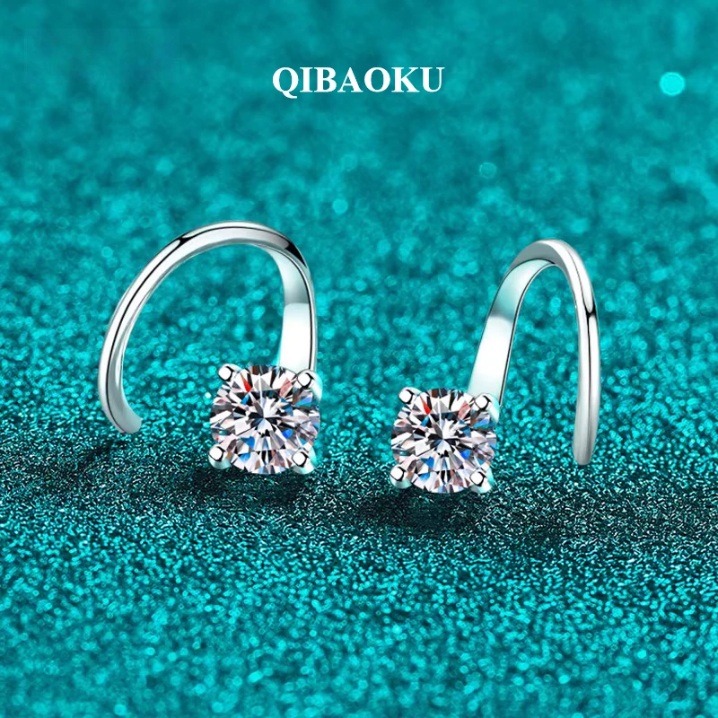 QIBAOKU 5mm Round Brilliant Cut Rotatable Moissanite Stud Earrings for Women 100% Pure GRA S925 Silver Bridal Jewelry 2026