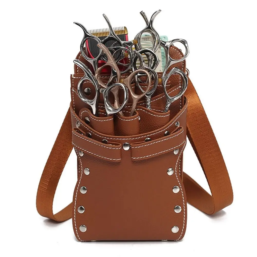 

Fashion PU Leather Hairdressing Scissors Bag Large Capacity Durable Storage Bag Haircut Bag Crossbody Scissors Tool