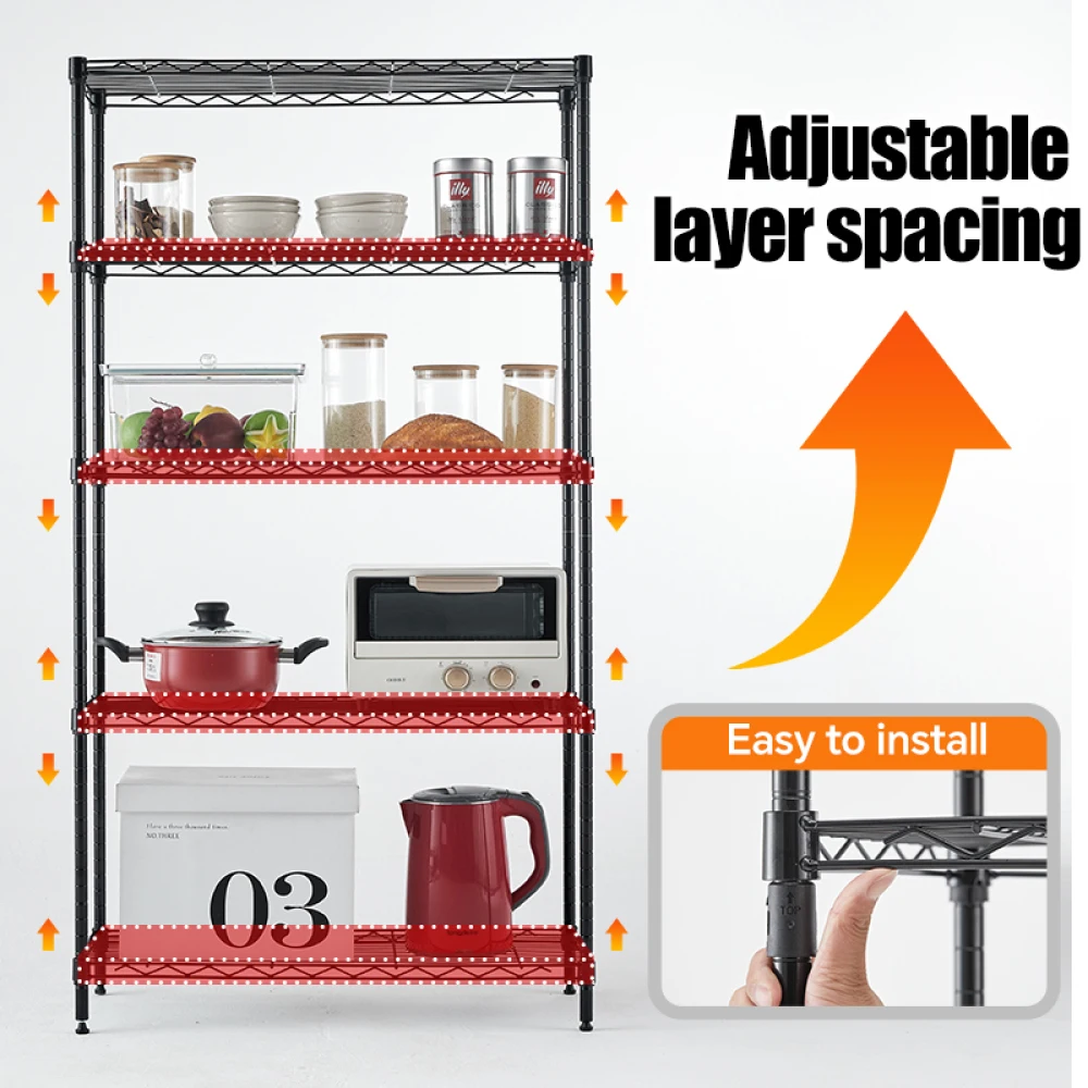 Wire Shelving Rack, Adjustable Shelves, Standing Storage Units for Laundry, Bathroom, Kitchen, Pantry, Closet.