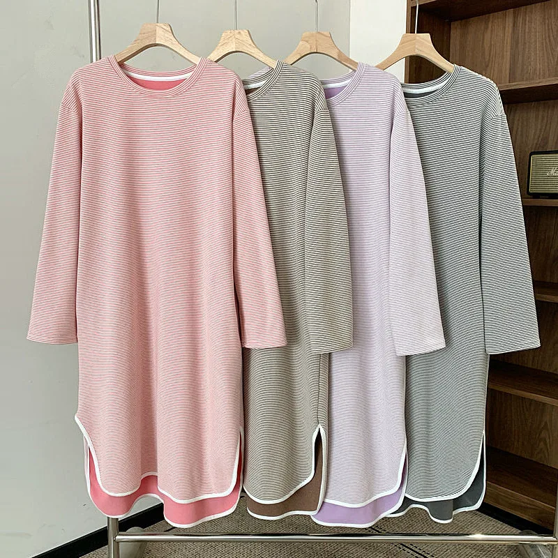 

De Velvet Casual Sleepwear For Sleeping Pajamas Dress Loose Autumn Winter Fleece Warm Women's Nightgown Hot Lady Night Dress