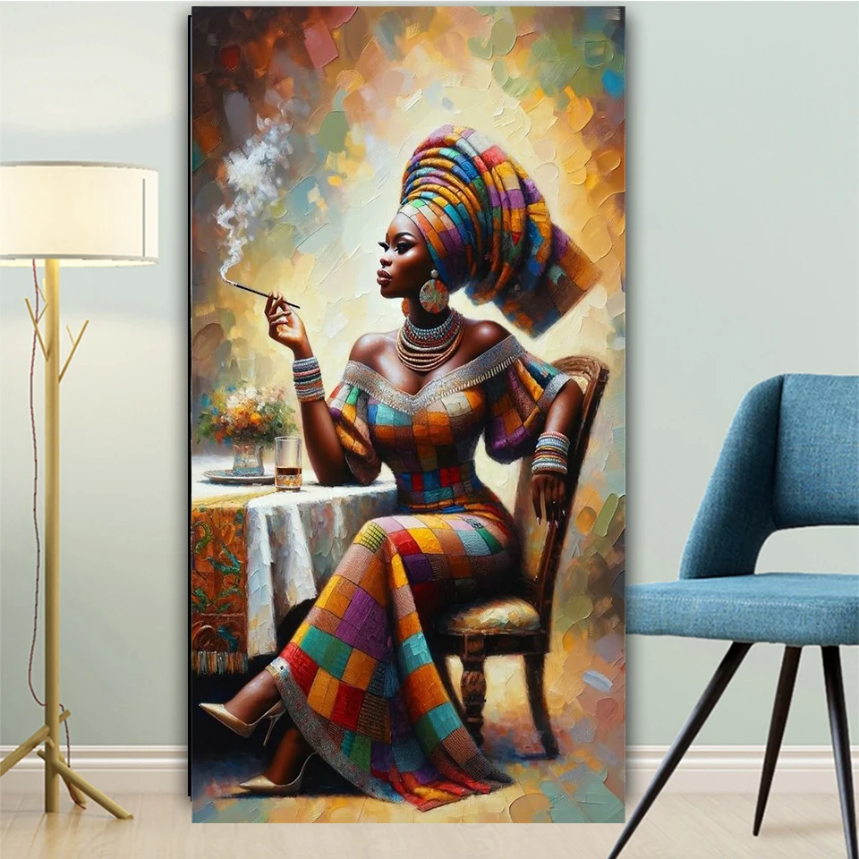 Large Beautiful African woman Diy Diamond Painting New 2024 Full Diamond Art Mosaic Embroidery Cross Stitch Kits portrait Decor