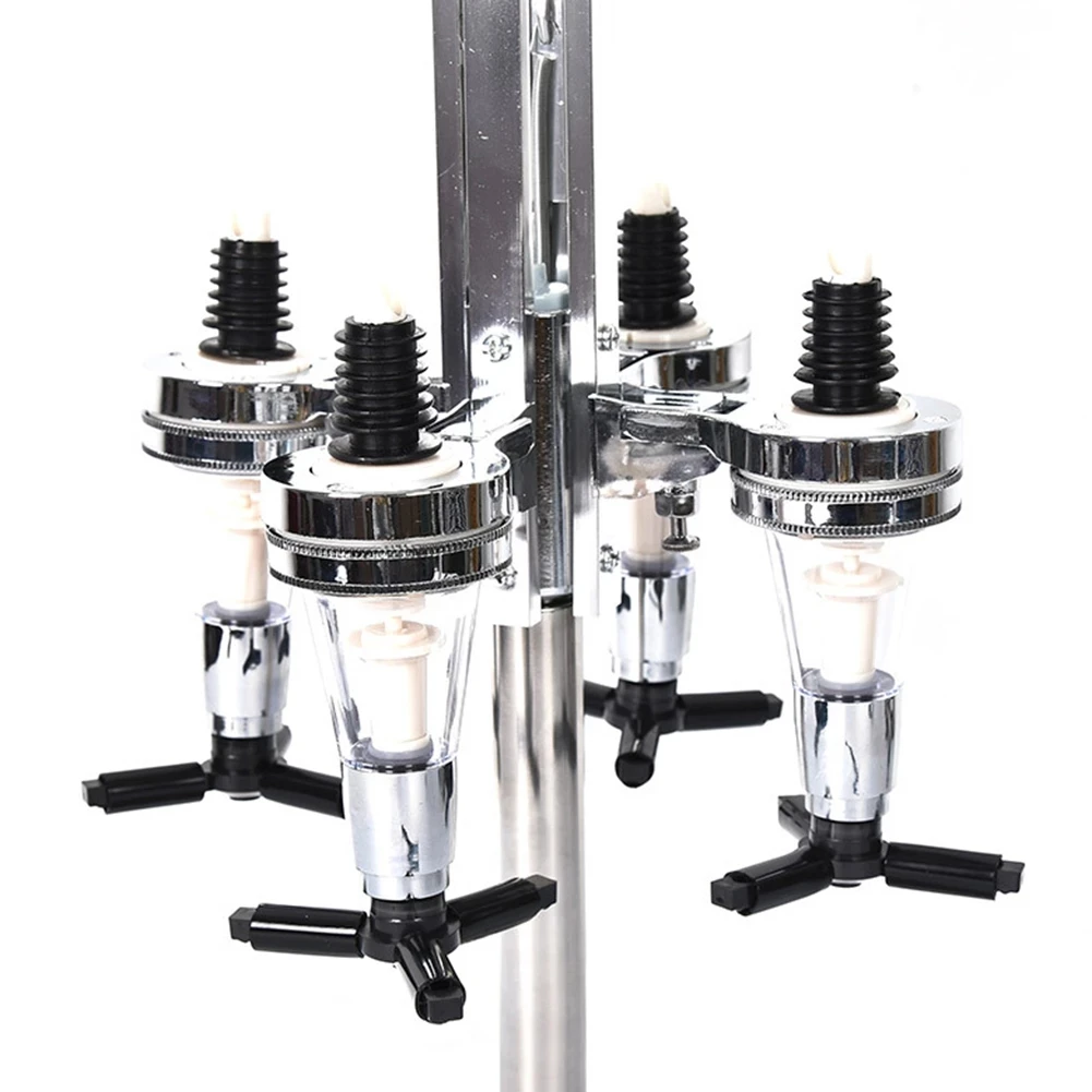 (FDDT) Wall Mounted Stand Rotary 4 Bottle Wine Beer Liquor Drinks Dispenser Home Bar Pourer Rack Wine Juice Shot Dispenser