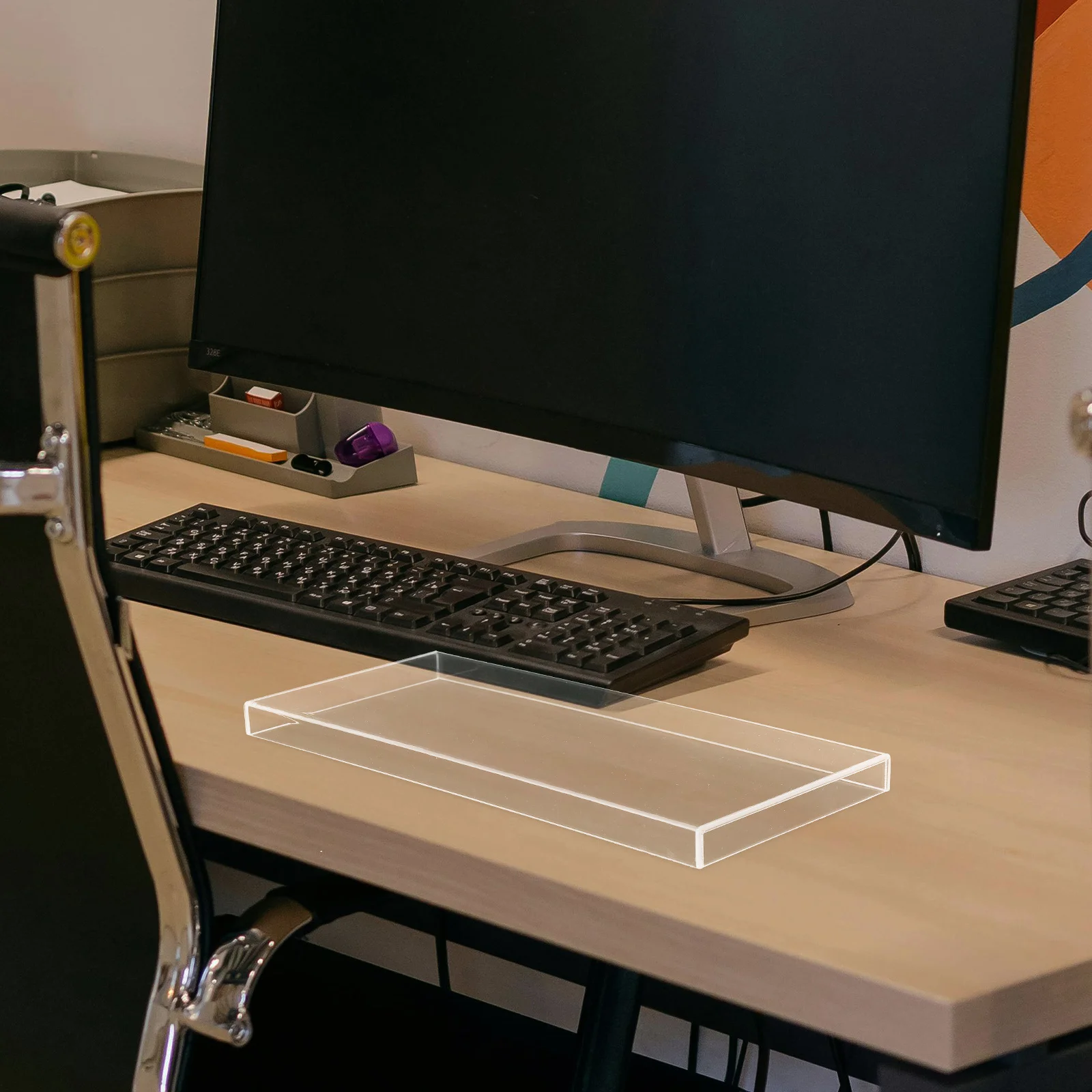 

Transparent Acrylic Keyboard Protector Universal Laptop Desktop Cover Water-Proof Dust-Resistant Easy-Install Clear Office Use