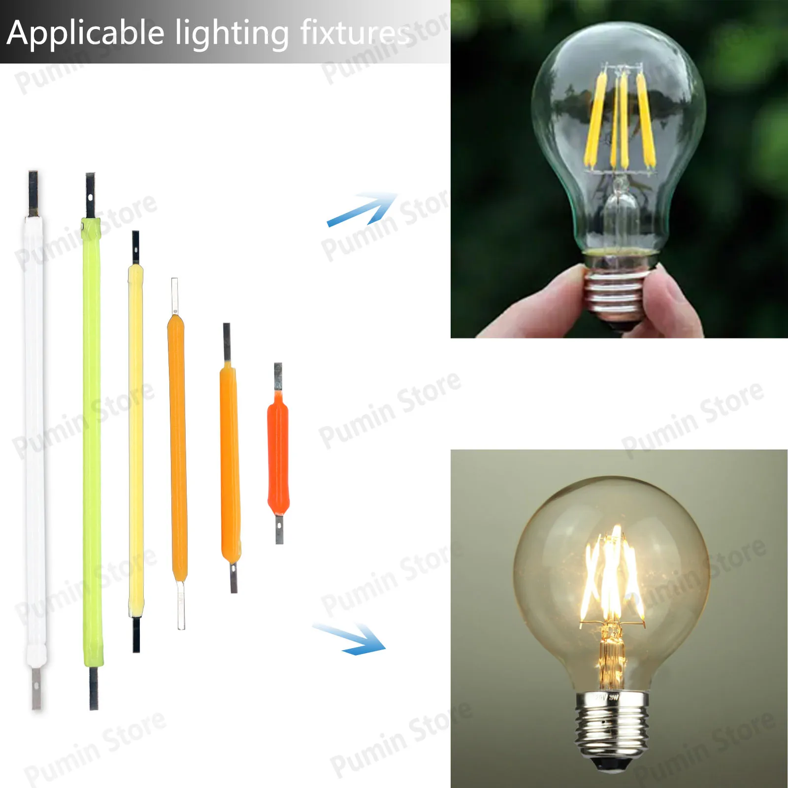 10pcs LED Filament Edison LED Bulbs 20mm 29mm 38mm 54mm 68mm DC3V Six Color 2200K Warm White White Red Green Blue Diode lighting