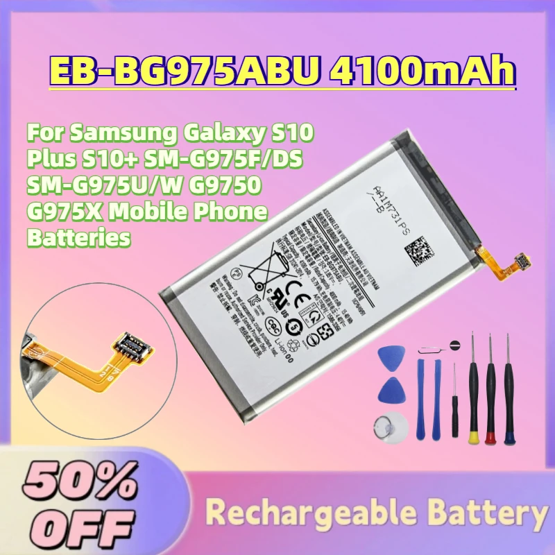 

New EB-BG975ABU 4100mAh 3.85V Battery for Samsung Galaxy S10 Plus S10+ SM-G975F/DS SM-G975U/W G9750 G975X Mobile Phone Batteries