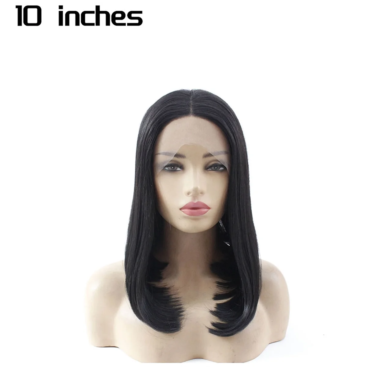 Peruca remy brasileira com fechamento dianteiro do laço para mulheres, cabelo liso, estilo bob, 10 polegadas