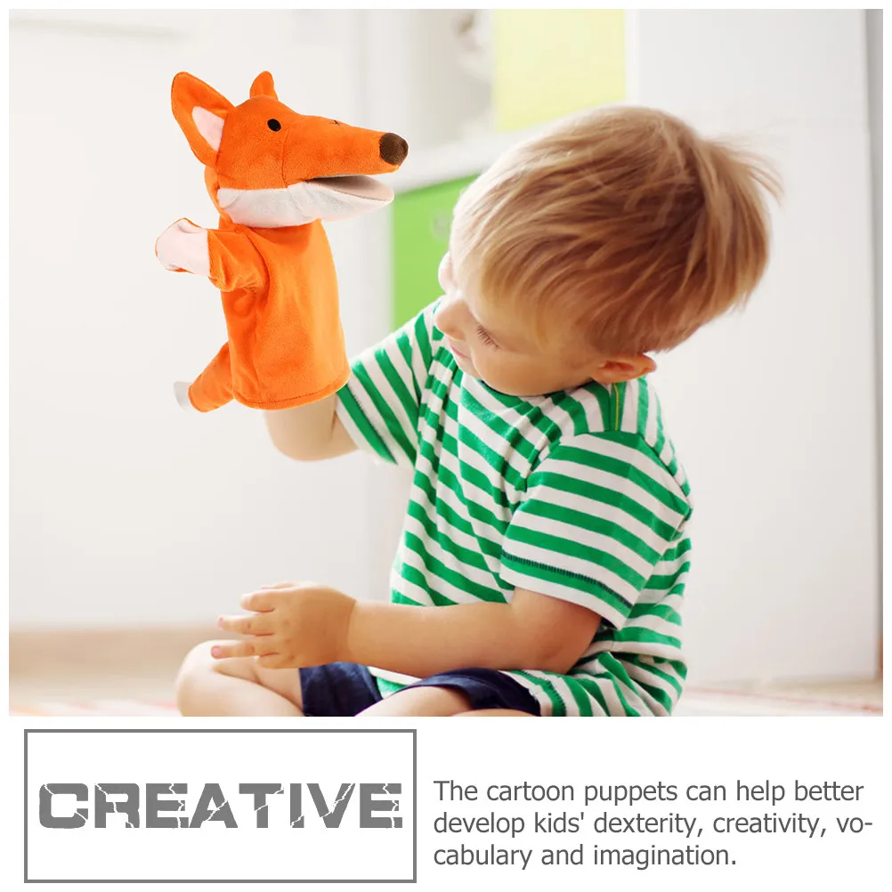 2Pcs Adorable Fox Hand Puppets Kids Dexterity Development Vocabulary Building Imagination Boosting Storytelling Tools for Home