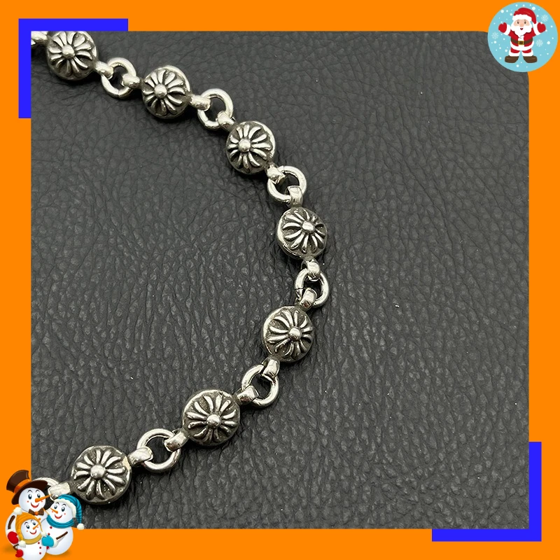 High-end Retro Cross Flower Ball Bracelet, Domineering Trendy Brand for Men and Women, Niche Cross Bracelet, Classic Domineering