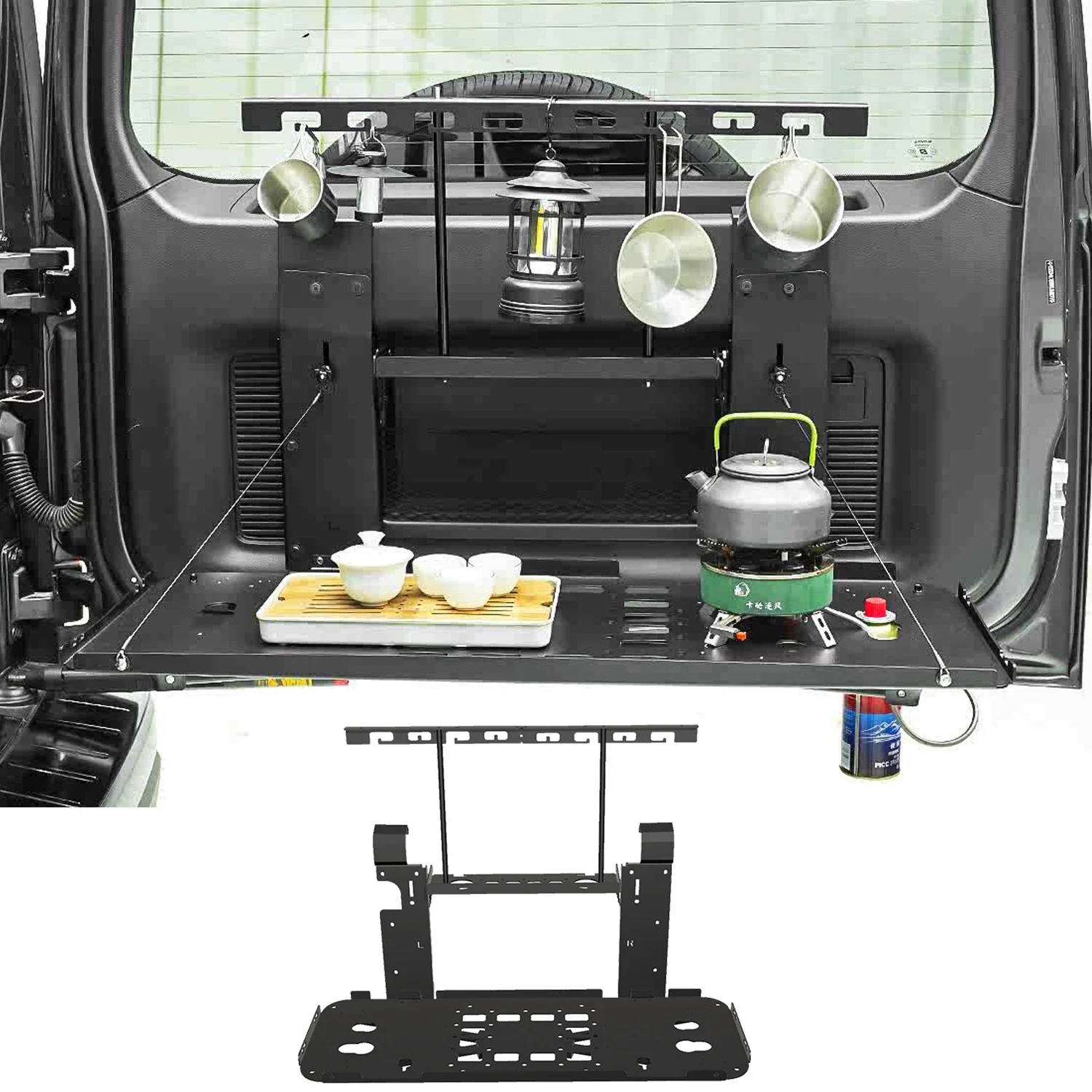 Rear Door Foldable Work Table Camping Storage Rack For Haval H9 2024 2025 Aluminum Alloy Tailgate Outdoor Cooking Shelf