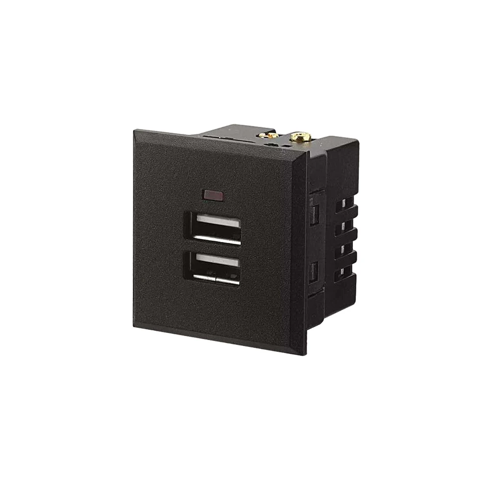 Embedded Dual USB Desktop Receptacle 5V 2.1A Dual USB Power Socket DC Charging Power Panel Module Outlet Flameresistant Material