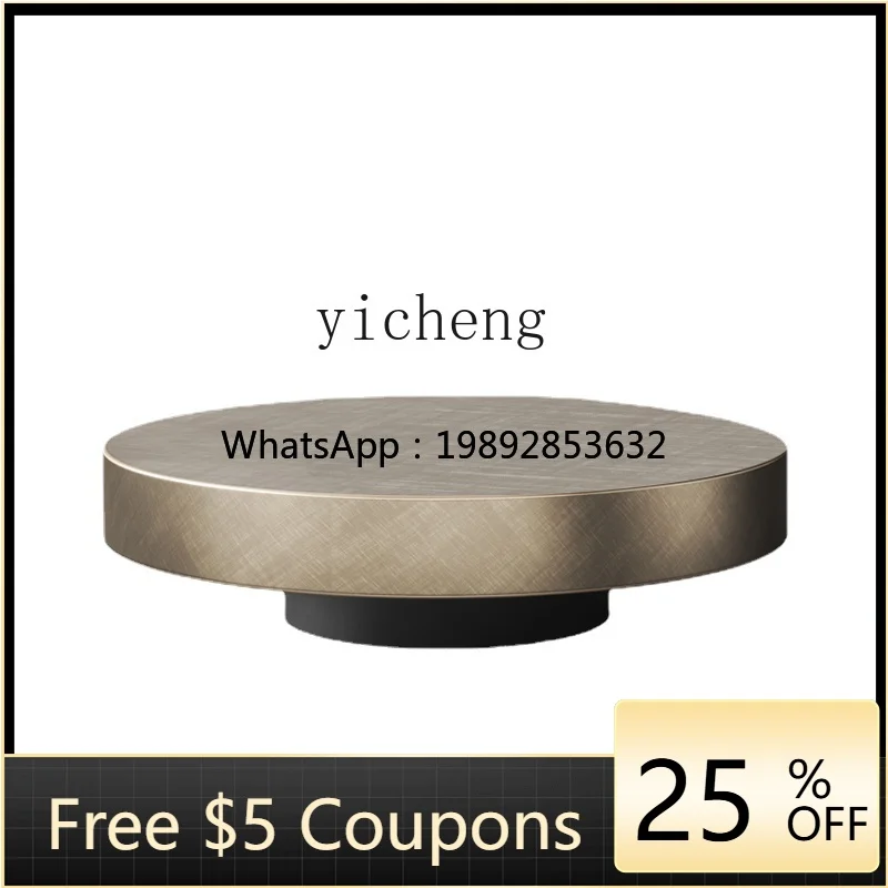 

Z1 Small round Small Apartment Living Room Light Luxury Modern Bronze Stainless Steel Stone Plate Side Table