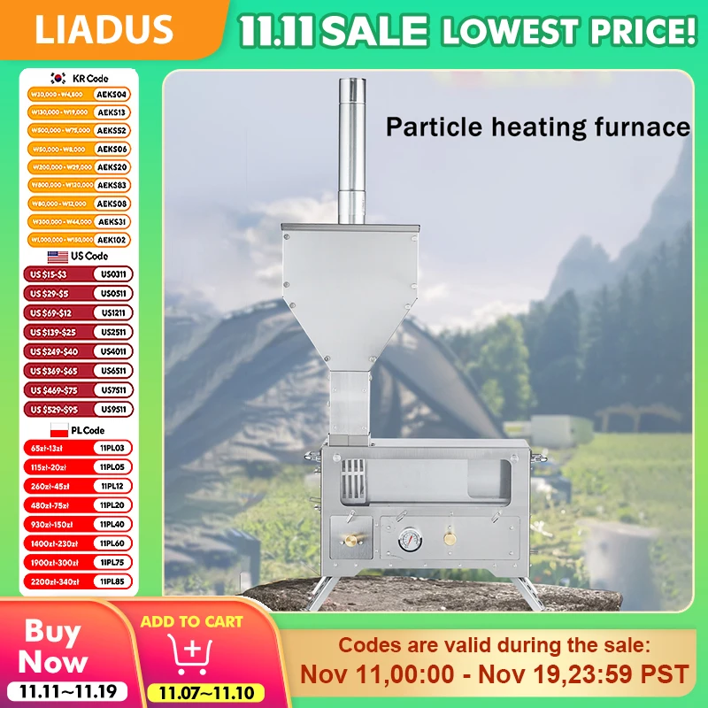 

Outdoor Wood Stove Stainless Steel Heater Durable Compact & Portable Cooking Stove Outdoor Lightweight Camping Cooking Supplies