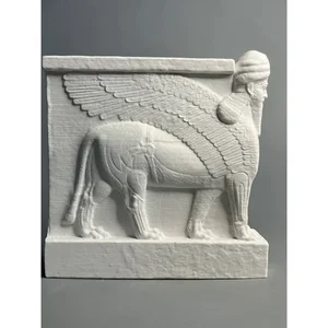 Pueblo cultural asirio iraquí Estatuas de toro de alas de yeso decoración de esculturas de cumpleaños adornos creativos 8 mejores ventas de bandera asiria - №8