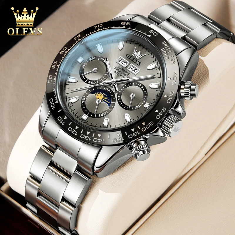 OLEVS Automatic Mechanical Watches for Men TOP Brand High Quality Stainless Steel Wristwatch Luminous Waterproof Men\'s Watch