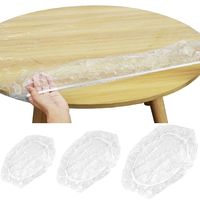 Transparent Thickened PE Disposable Tablecloth Round Square Elastic Mouth Table Cover Tabletop Protective Decorat Cover