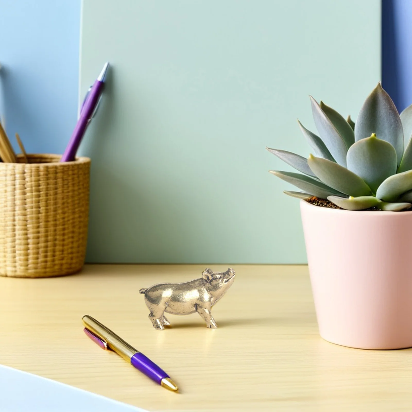 

FOMIYES Brass Piggy Ornament Lucky Figurine Vintage Home Decor Mini Animal Statue Desktop Sculpture Chinese Style Trinket