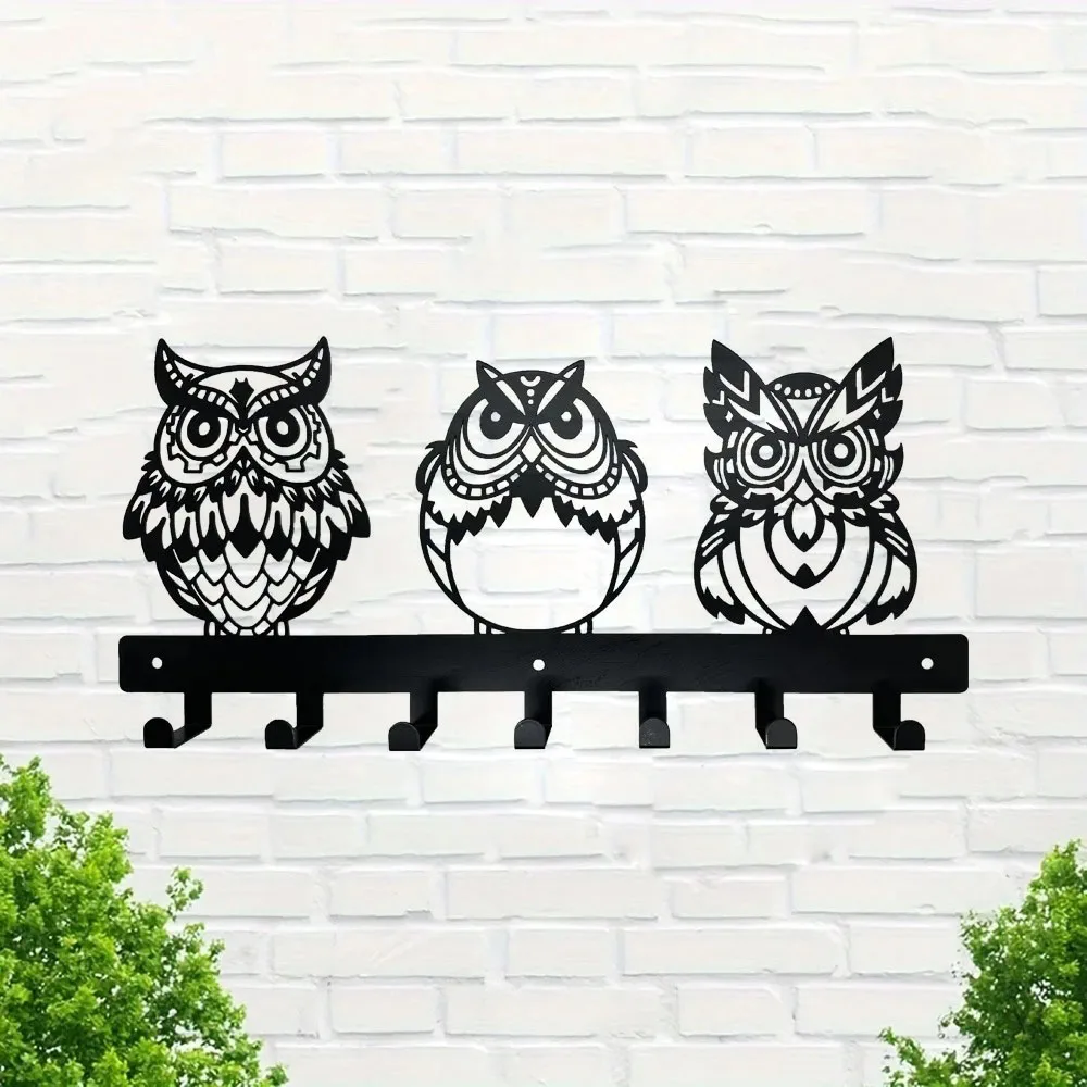 

1pc Metal Owl Wall Mounted Coat Rack, Decorative Row Hook, Household Multipurpose Coat Hat Key Rack, Towel Rack, Coat rack Gift