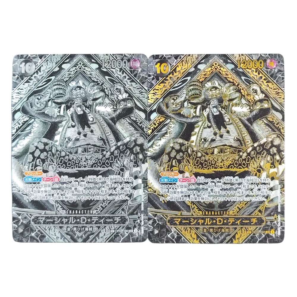 Tarjeta Coleccionable Proxy One Piece Marshall·D·Teach OP09-093, Edición Especial 3er Aniversario, Dorada y Plateada, Juego de Cartas de Anime