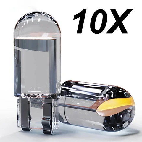 10x автомобильный фонарь W5W Led T10 COB Glass 6000K Белый Автомобили Лампа номерного знака Купол Свет для чтения DRL Стиль лампы 12 В