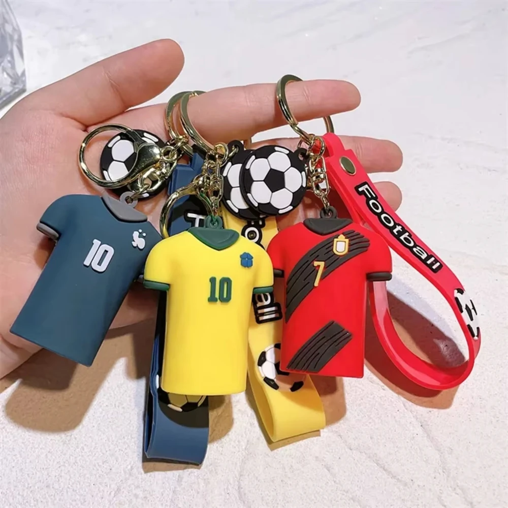 Football Couple Jerseys Keychain, Soccer Fan Car Keychain Set, Double-Sided Backpack Pendant Accessories Party Favors