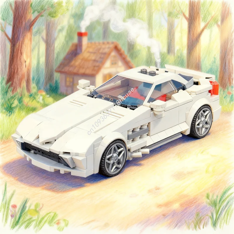 

400 шт. MOC City Champions McLarenesd Mercedesesed SLR светло-серая модель здания рождественские подарки блоки игрушка архитектура