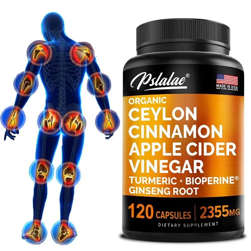 Natural 5-in-1 Ceylon Cinnamon 2355 Mg with Apple Cider Vinegar, Turmeric & Siberian Ginseng, Pepperin Cinnamon Capsules