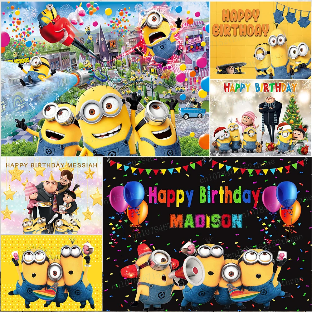 

Minions Birthday Party Photo Background Baby Shower Photography Backdrop Banner Decoration