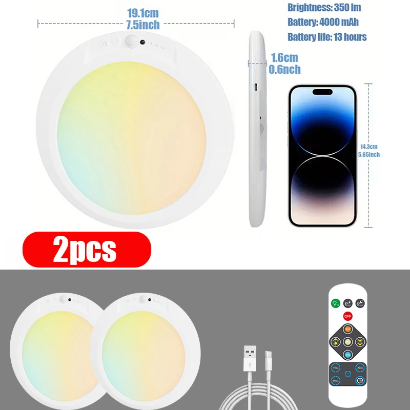 plafonnier-led-a-detecteur-de-mouvement-350lm-4000mah-75-pouces-rond-pour-entrepots-et-usage-domestique-2-pieces