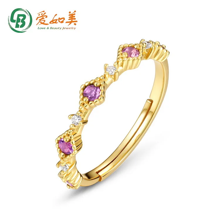 

Light Luxury Amethyst Diamond Shapedgeometric Ring for Women, 18K GoldPT950 Platinum Silver Plated 7-layergold Floral Crown Ring